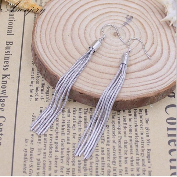 NEW 925 Sterling Silver Tassel Chain Drop Earrings - Picture 3 of 11